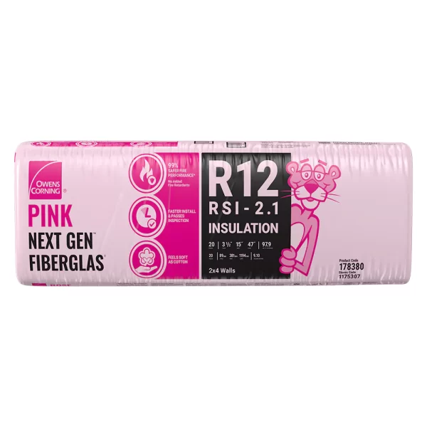 R-12 PINK NEXT GEN FIBERGLAS Insulation 15-inch x 47-inch x 3.5-inch (97.9 sq. ft.)